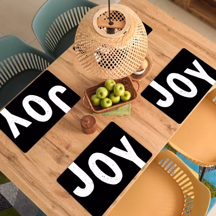 Placemat - 6 stuks - Kerstmis - Quotes - Joy - Zwart - Feest — 5