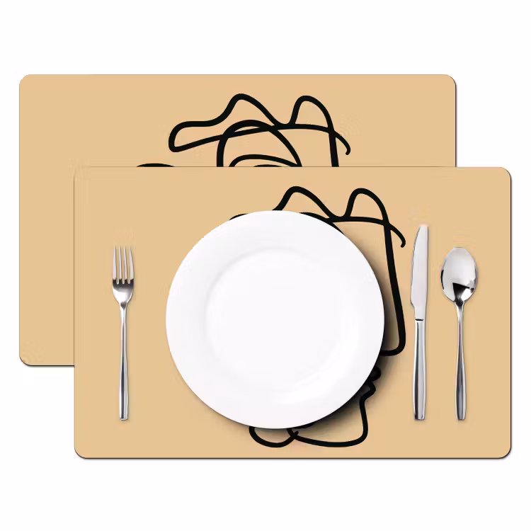 Placemat - 6 stuks - Overlappende profielen - Lichtbruin - Zwart — 2