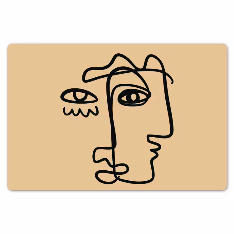 Placemat - 6 stuks - Overlappende profielen - Lichtbruin - Zwart — 7