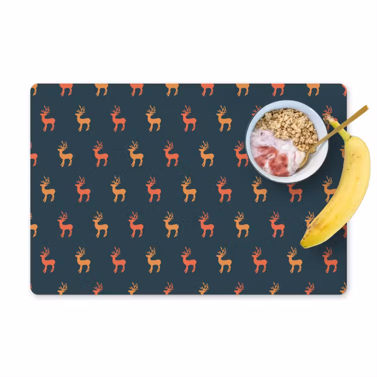 Placemat - 6 stuks - Patroon - Herten - Blauw — 1