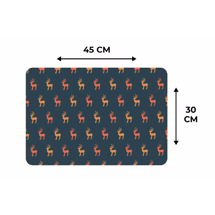 Placemat - 6 stuks - Patroon - Herten - Blauw — 3