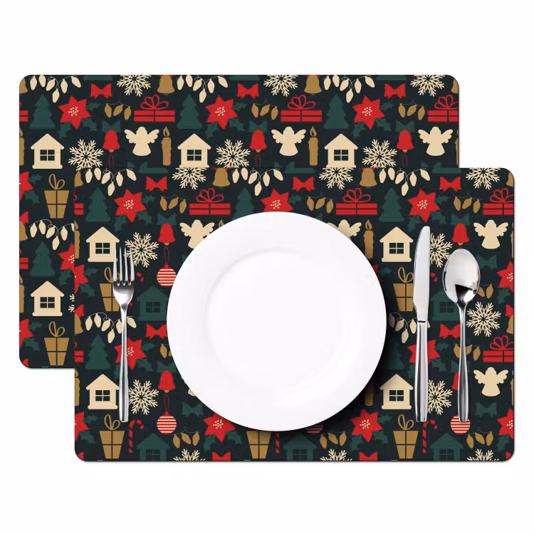Placemat - 6 stuks - Patroon - Kerst - Symbolen — 2