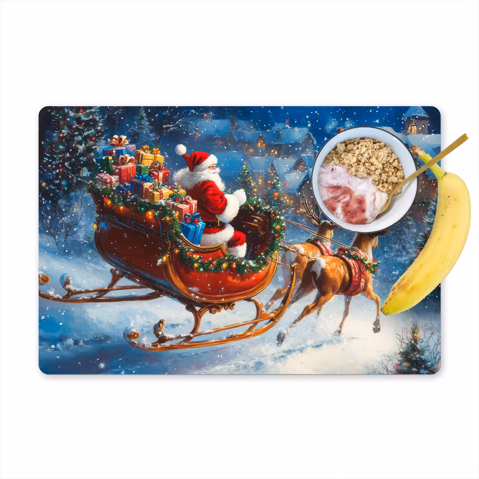 Placemat - 6 stuks - Kerstman - Rendier - Kerst - Sneeuw — 1