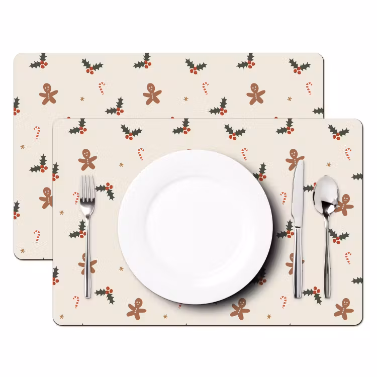 Placemat - 6 stuks - Illustratie - Figuren - Beige — 2
