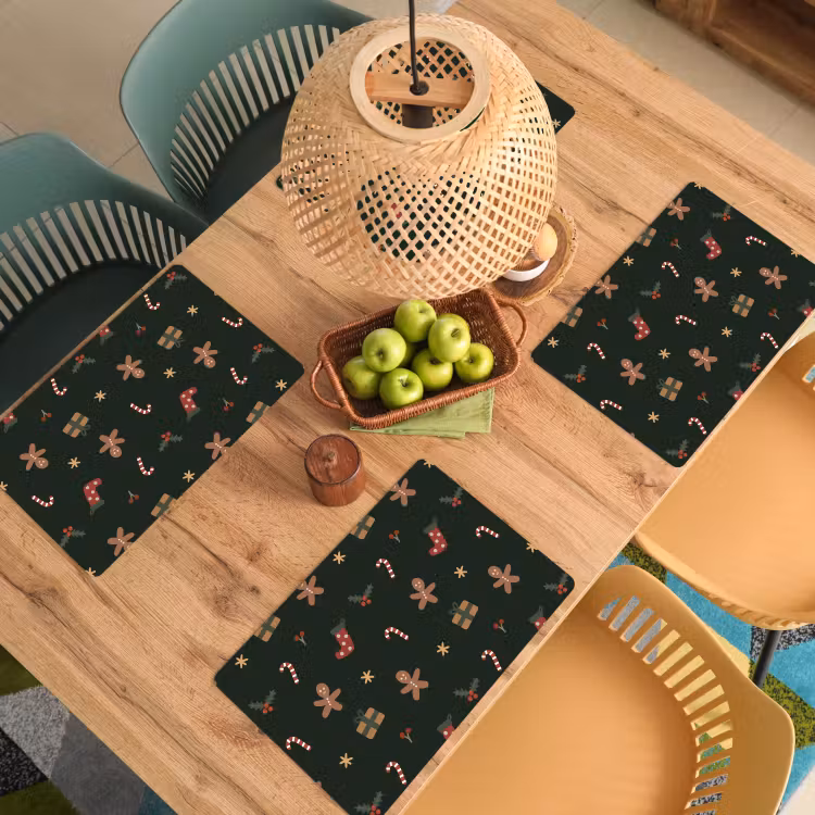 Placemat - 6 stuks - Illustratie - Figuren - Groen — 6