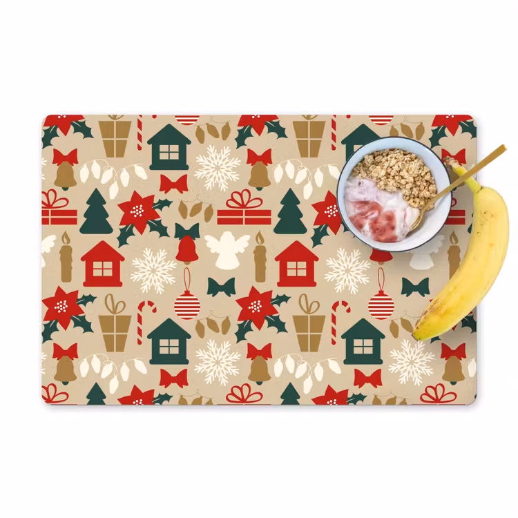 Placemat - 6 stuks - Illustratie - Kerst - Beige — 1
