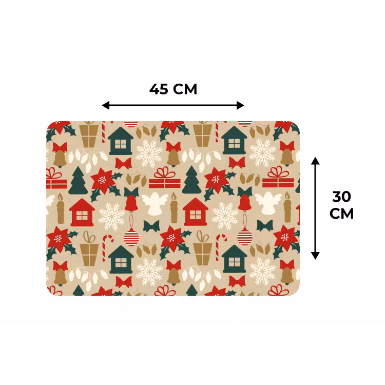 Placemat - 6 stuks - Illustratie - Kerst - Beige — 3