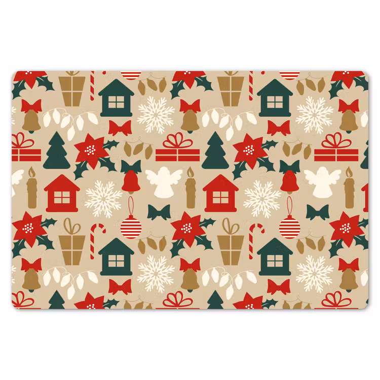 Placemat - 6 stuks - Illustratie - Kerst - Beige — 7
