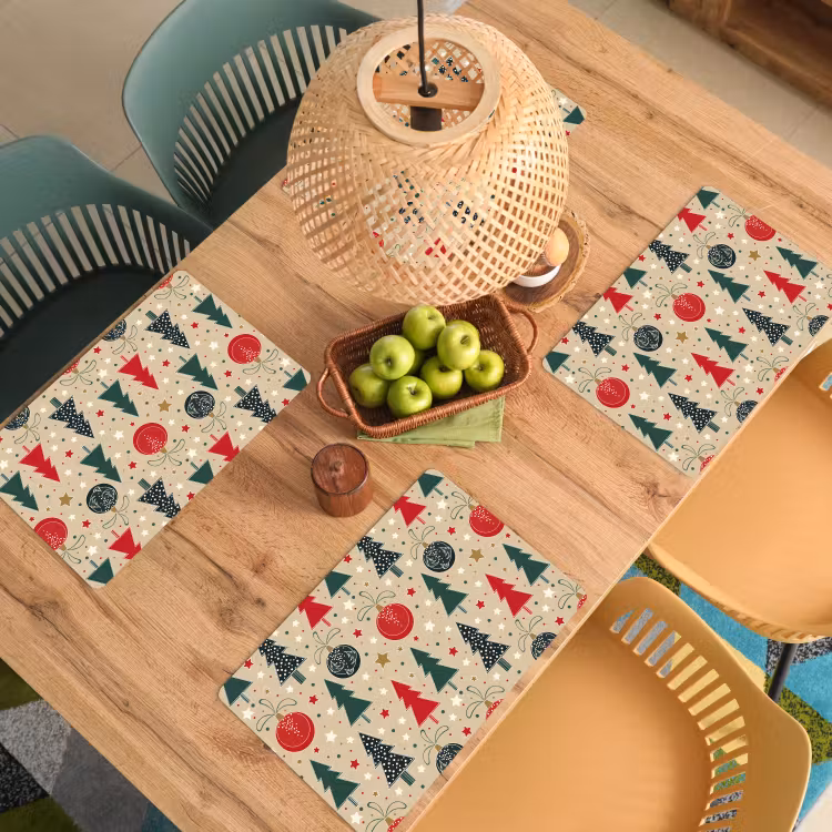 Placemat - 6 stuks - Illustratie - Kerst - Sterren — 6