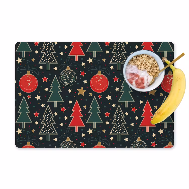 Placemat - 6 stuks - Illustratie - Kerst - Sterren - Groen — 1