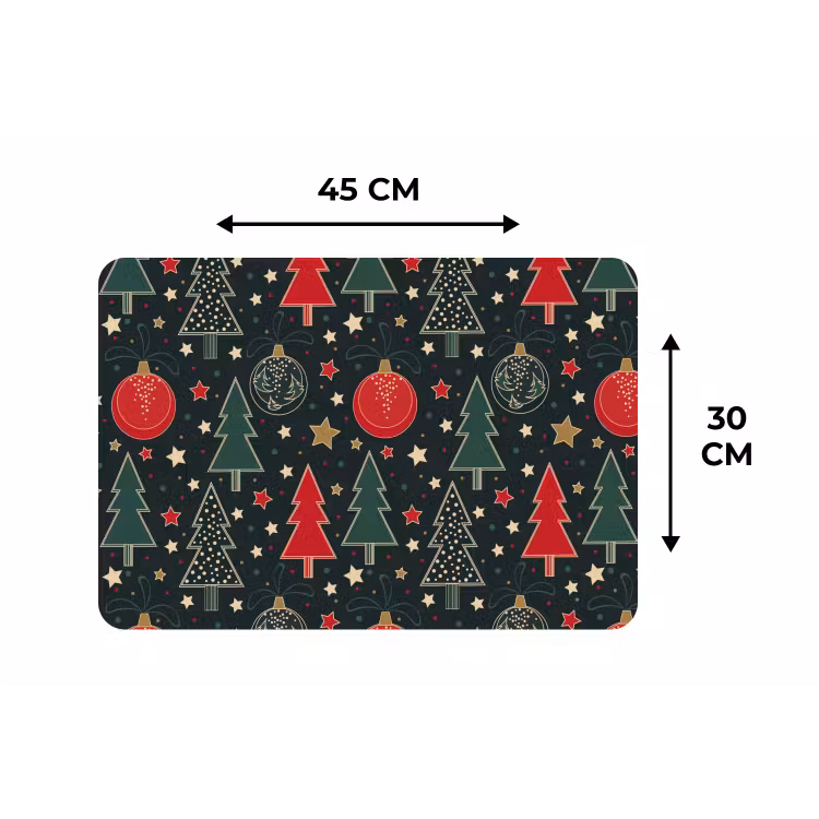 Placemat - 6 stuks - Illustratie - Kerst - Sterren - Groen — 3