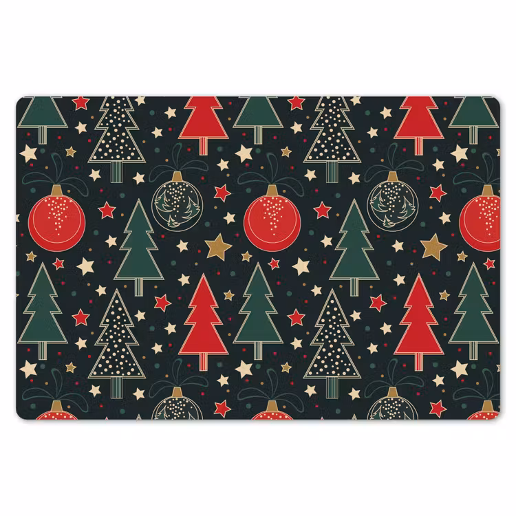Placemat - 6 stuks - Illustratie - Kerst - Sterren - Groen — 7