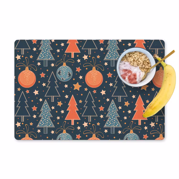 Placemat - 6 stuks - Illustratie - Kerst - Symbolen - Blauw — 1