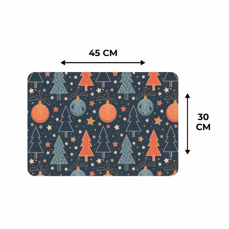 Placemat - 6 stuks - Illustratie - Kerst - Symbolen - Blauw — 3