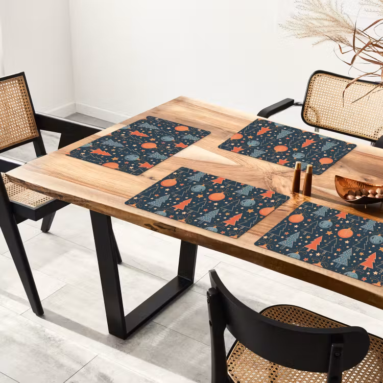 Placemat - 6 stuks - Illustratie - Kerst - Symbolen - Blauw — 5