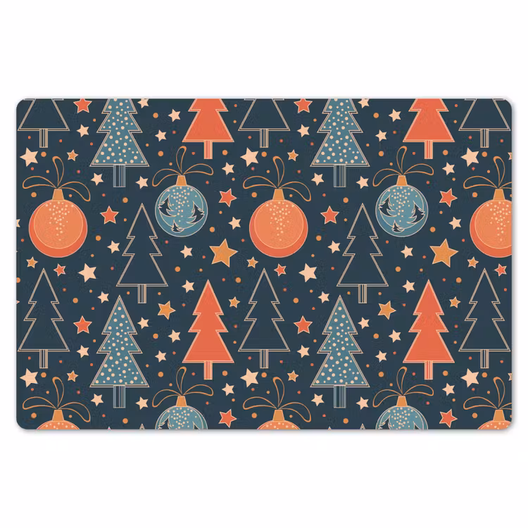 Placemat - 6 stuks - Illustratie - Kerst - Symbolen - Blauw — 7