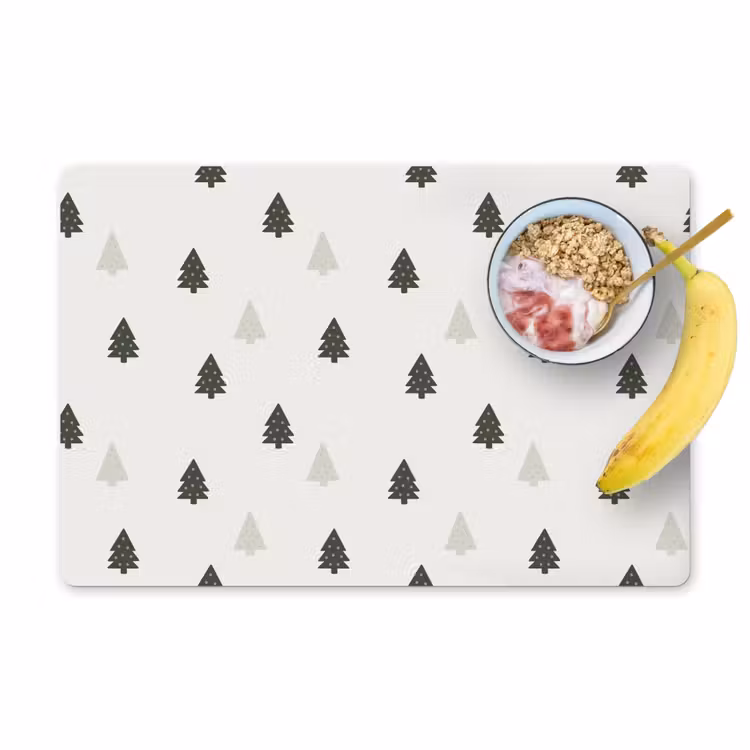 Placemat - 6 stuks - Illustratie - Kerstbomen - Wit — 1