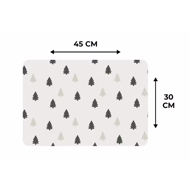Placemat - 6 stuks - Illustratie - Kerstbomen - Wit — 3