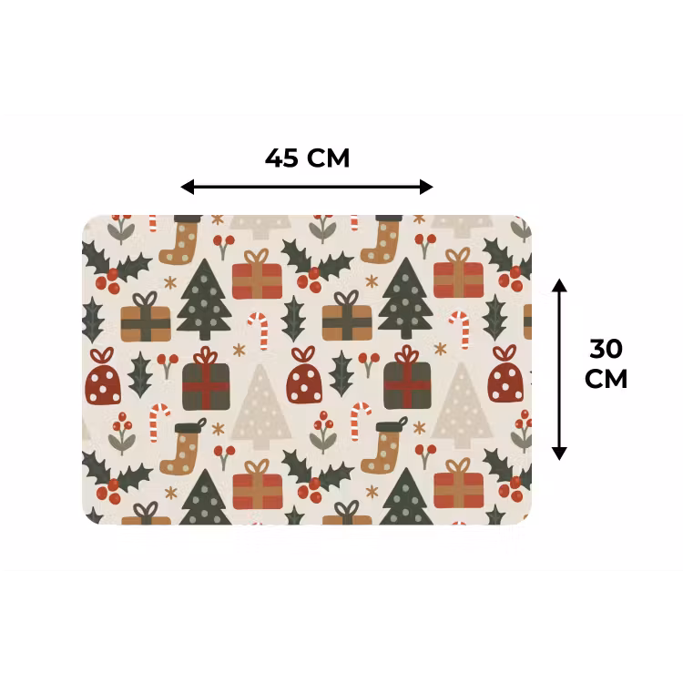 Placemat - 6 stuks - Illustratie - Kerstfiguren - Beige — 3