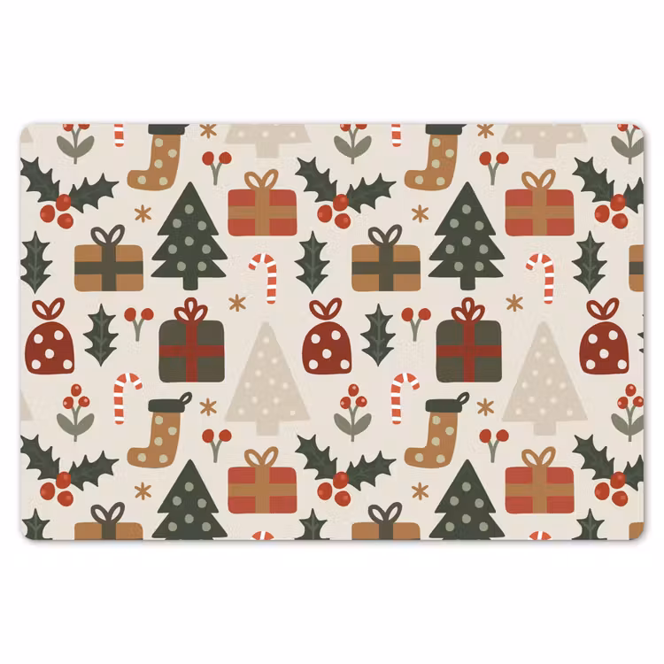 Placemat - 6 stuks - Illustratie - Kerstfiguren - Beige — 7