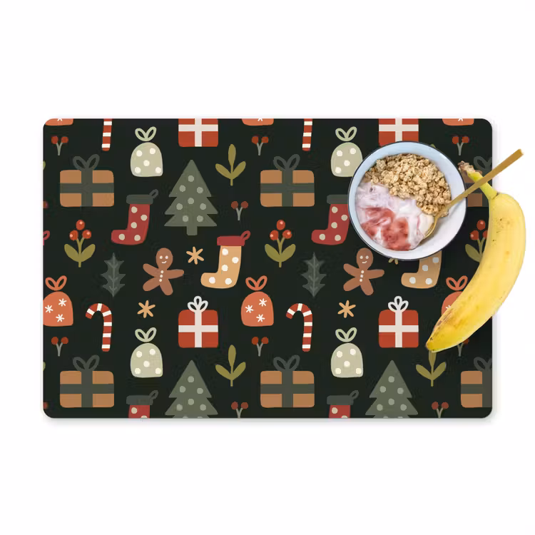Placemat - 6 stuks - Illustratie - Kerstfiguren - Groen — 1