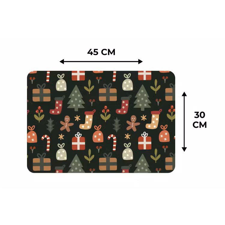 Placemat - 6 stuks - Illustratie - Kerstfiguren - Groen — 3