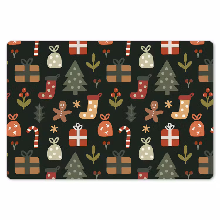 Placemat - 6 stuks - Illustratie - Kerstfiguren - Groen — 7