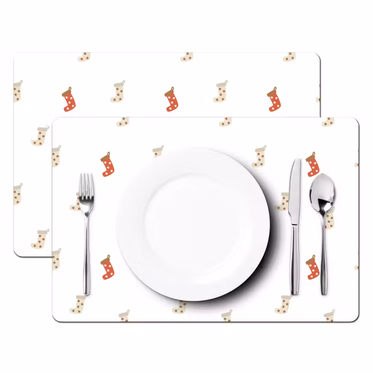 Placemat - 6 stuks - Illustratie - Kerstsokken - Wit — 2