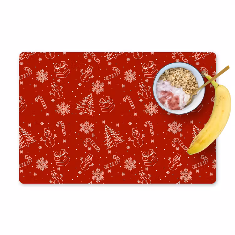 Placemat - 6 stuks - Illustratie - Kerstsymbolen - Rood — 1