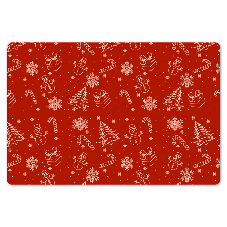 Placemat - 6 stuks - Illustratie - Kerstsymbolen - Rood — 7