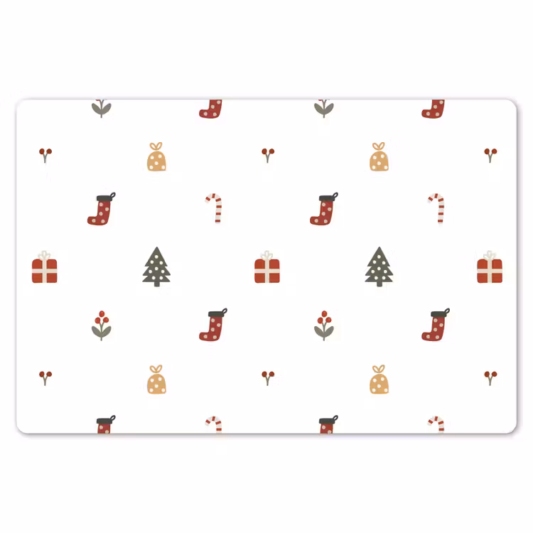 Placemat - 6 stuks - Illustratie - Kerstsymbolen - Wit — 7
