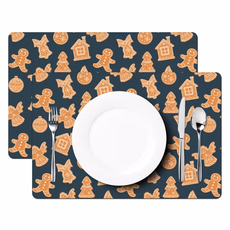 Placemat - 6 stuks - Illustratie - Koekjes - Blauw — 2