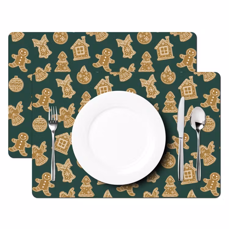 Placemat - 6 stuks - Illustratie - Koekjes - Groen — 2