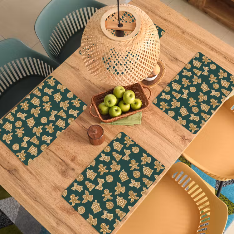 Placemat - 6 stuks - Illustratie - Koekjes - Groen — 6