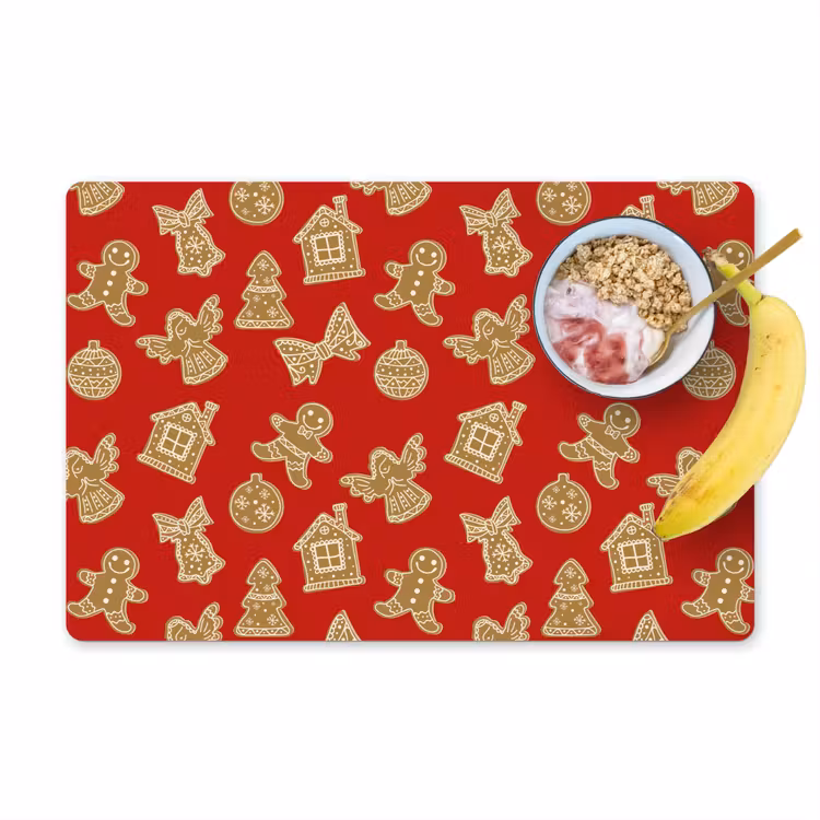 Placemat - 6 stuks - Illustratie - Koekjes - Rood — 1