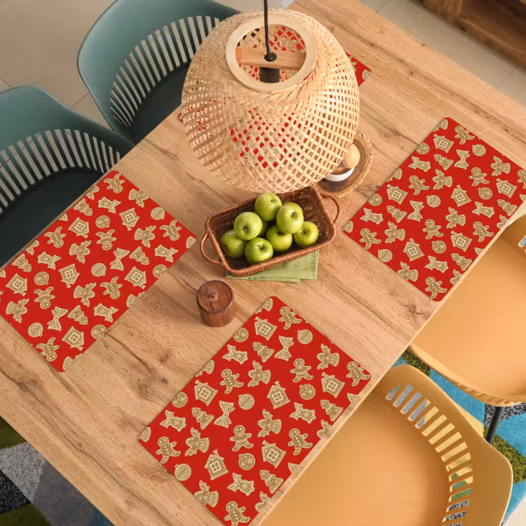 Placemat - 6 stuks - Illustratie - Koekjes - Rood — 6