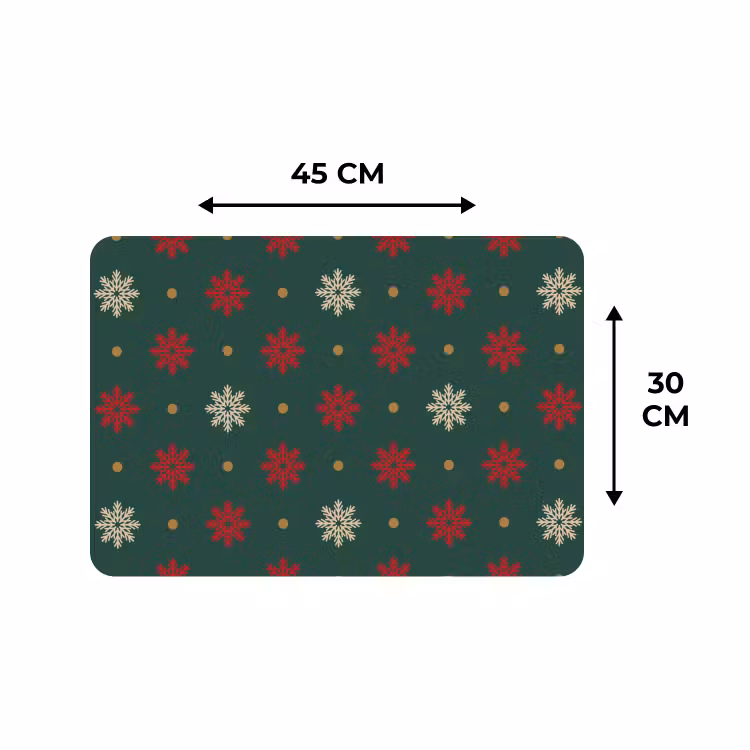 Placemat - 6 stuks - Illustratie - Sneeuwvlokken - Groen — 3