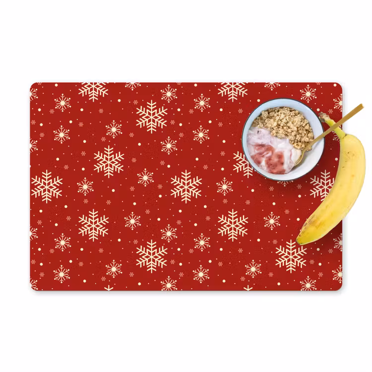 Placemat - 6 stuks - Illustratie - Sneeuwvlokken - Rood — 1