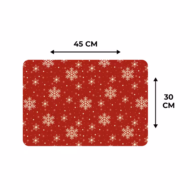 Placemat - 6 stuks - Illustratie - Sneeuwvlokken - Rood — 3