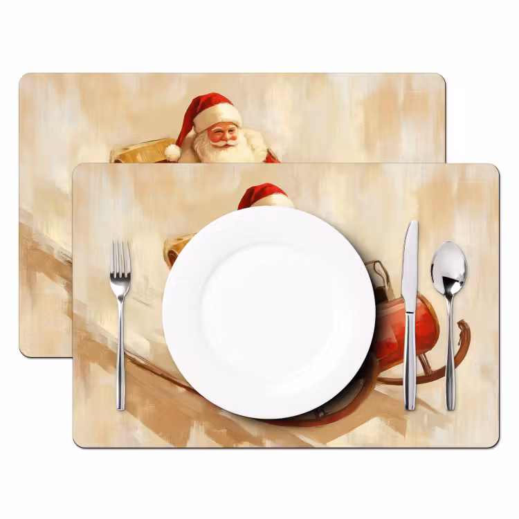 Placemat - 6 stuks - Kerst - Slee - Kerstman — 2