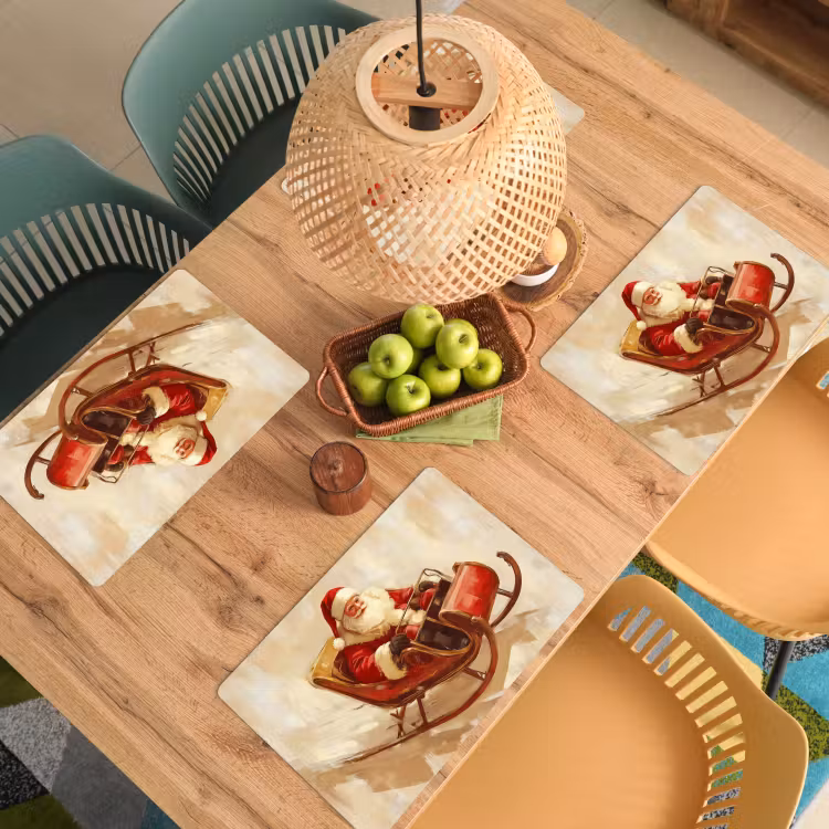 Placemat - 6 stuks - Kerst - Slee - Kerstman — 6