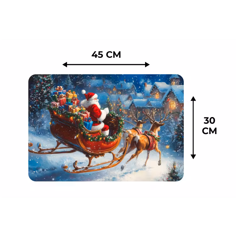Placemat - 6 stuks - Kerstman - Rendier - Kerst - Sneeuw — 3