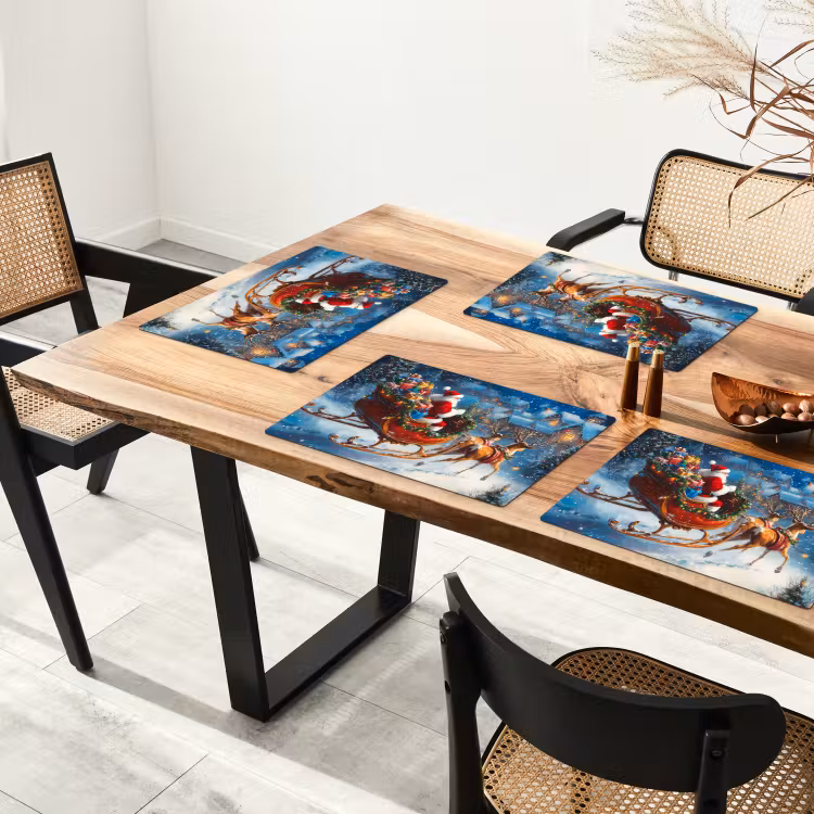 Placemat - 6 stuks - Kerstman - Rendier - Kerst - Sneeuw — 5