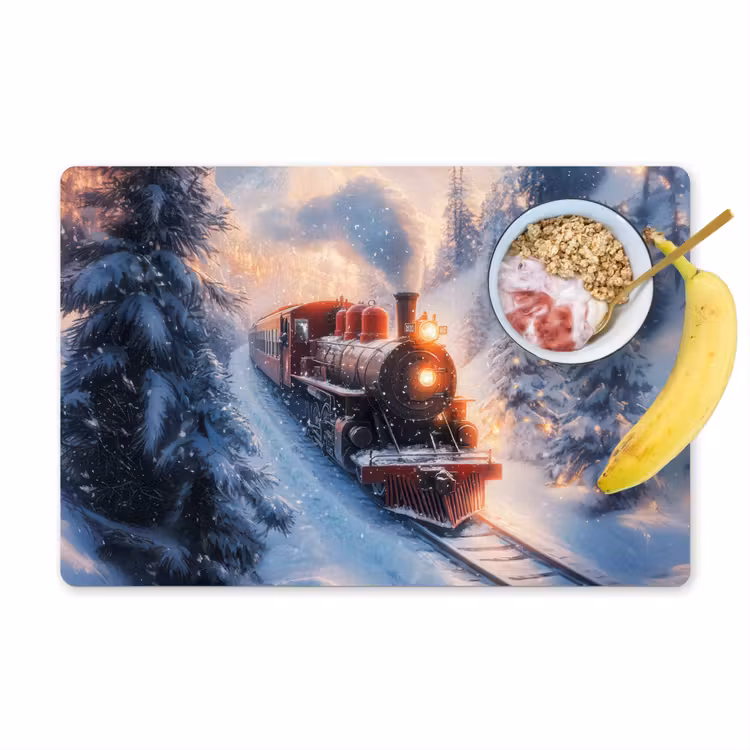 Placemat - 6 stuks - Kersttrein - Sneeuw - Winter - Kerst — 1