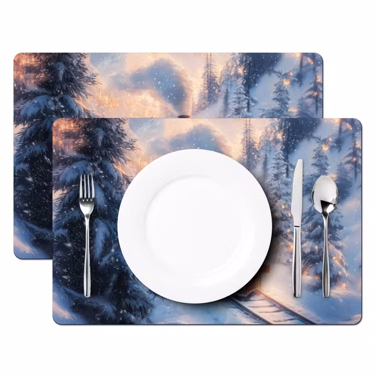 Placemat - 6 stuks - Kersttrein - Sneeuw - Winter - Kerst — 2
