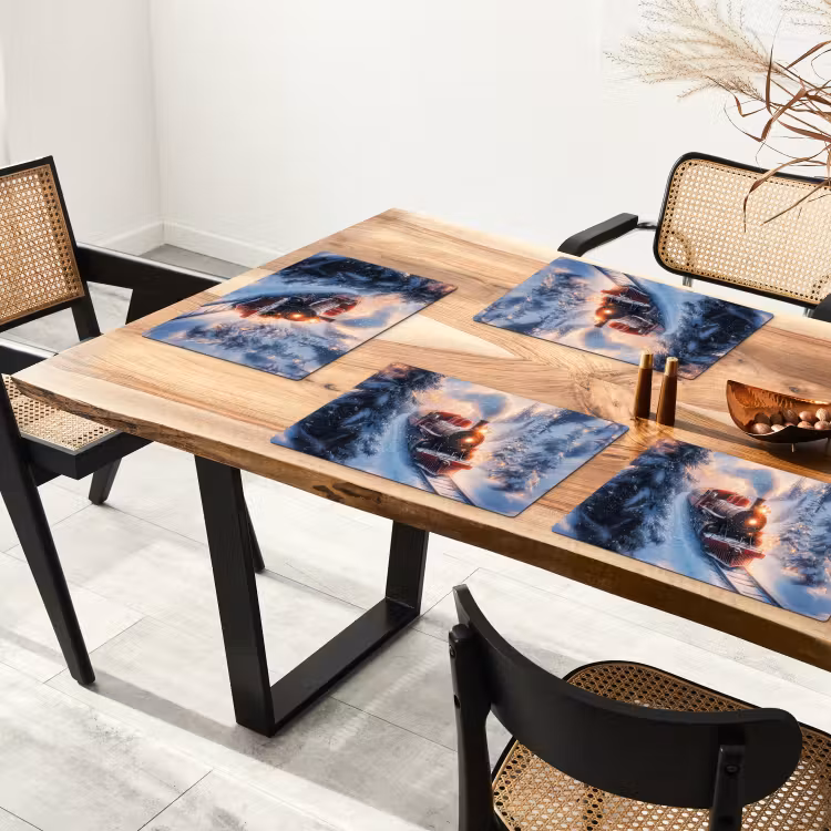 Placemat - 6 stuks - Kersttrein - Sneeuw - Winter - Kerst — 5