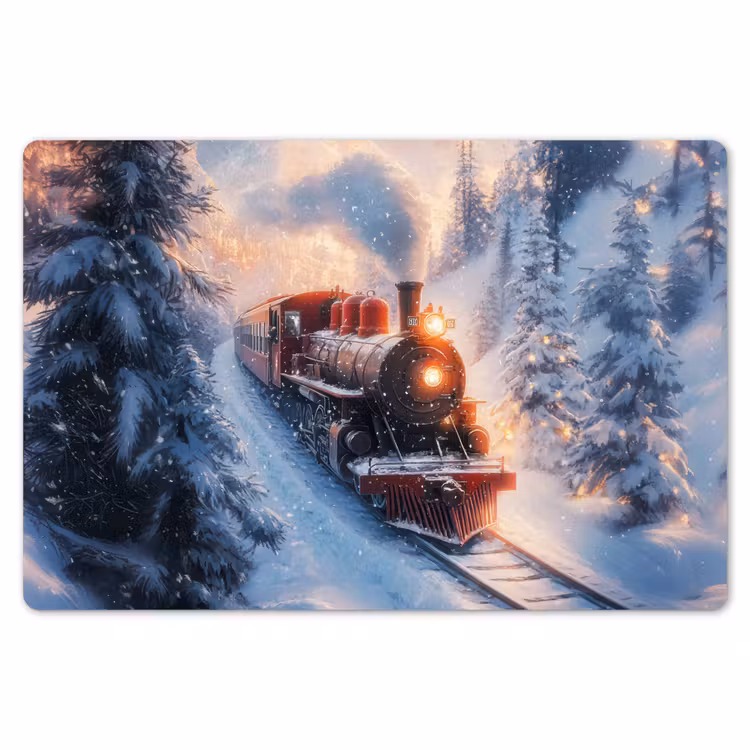 Placemat - 6 stuks - Kersttrein - Sneeuw - Winter - Kerst — 7