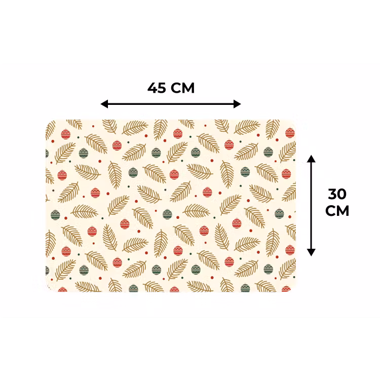 Placemat - 6 stuks - Patroon - Kerst - Symbolen - Beige — 3
