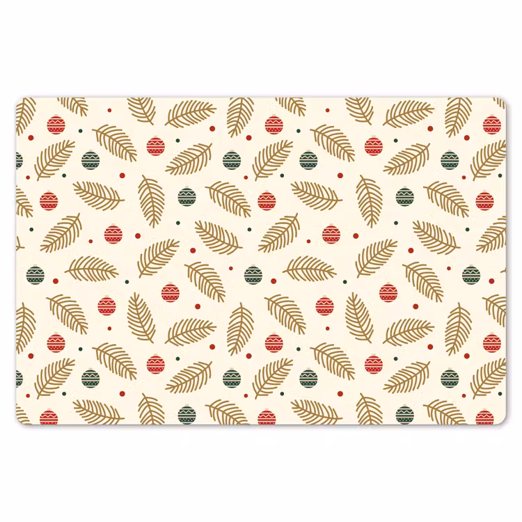 Placemat - 6 stuks - Patroon - Kerst - Symbolen - Beige — 7