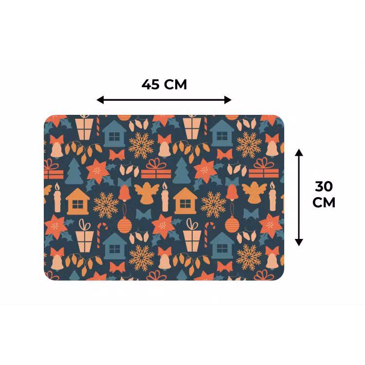 Placemat - 6 stuks - Patroon - Kerst - Symbolen - Blauw — 3